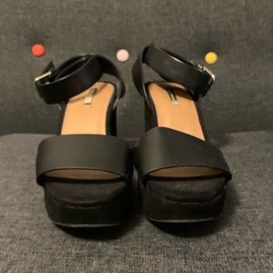 Zara black strap wedges